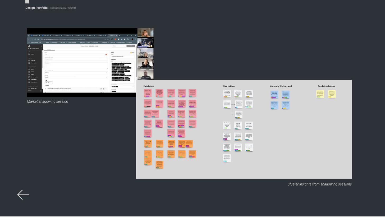 Market shadowing session and cluster insights from research