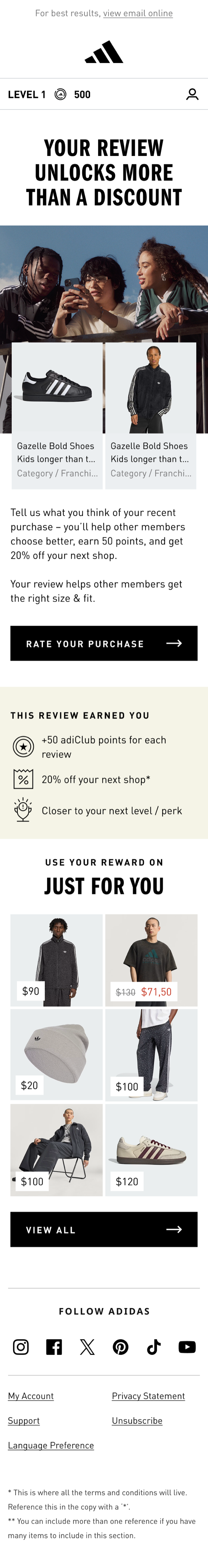 Discover / Re-engage email — Rate & Review