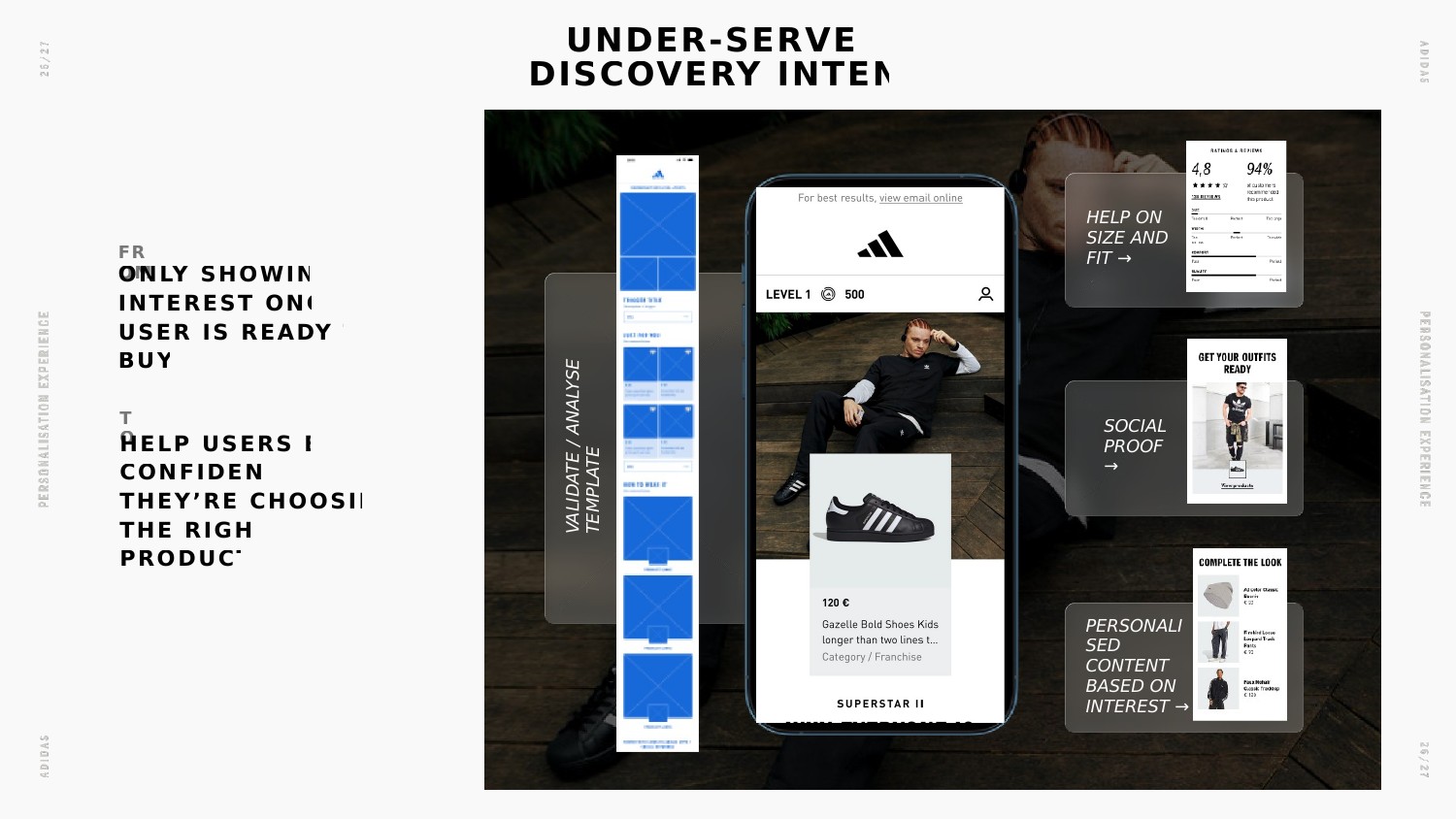Validate / Analyse template slide — full view with component callouts